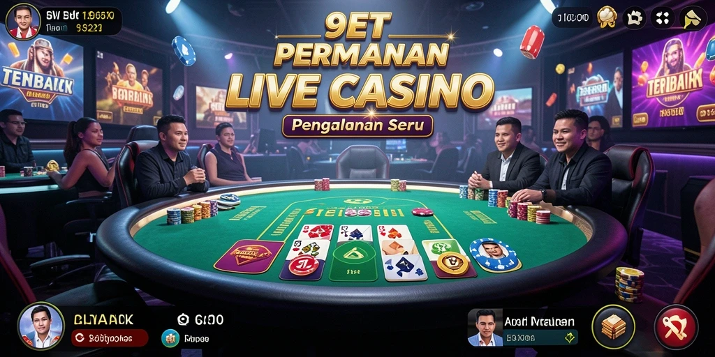 Tampilan gameplay Live Casino yang mendebarkan dan interaktif di 9ET.