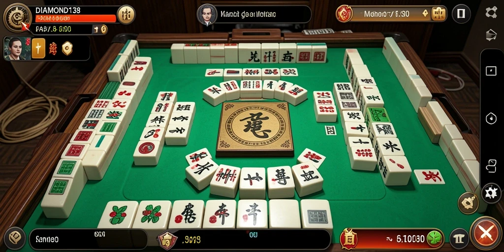 Screenshot gameplay DIAMOND138 menampilkan suasana permainan Mahjong yang seru.