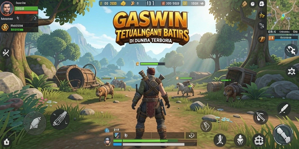 Screenshot gameplay GASWIN menampilkan dunia terbuka yang menakjubkan.