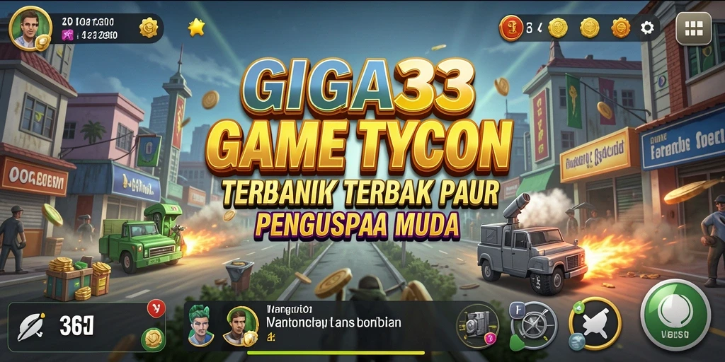 Screenshot GIGA33 menunjukkan gameplay seru dalam membangun bisnis Tycoon.