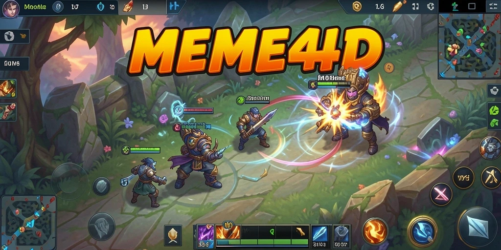 Tangkapan layar gameplay MEME4D yang menunjukkan pertempuran tim yang seru.