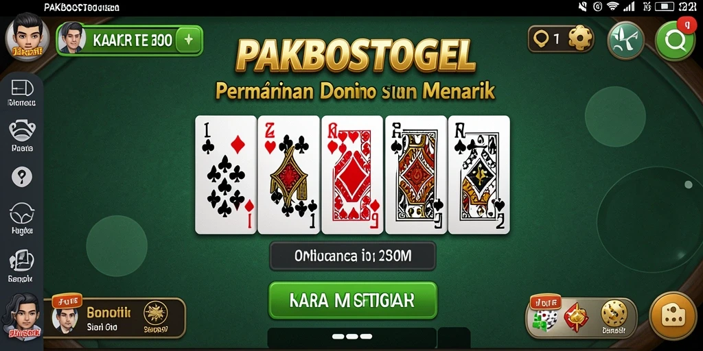 Screenshot gameplay PAKBOSTOGEL yang menampilkan keseruan bermain Domino.