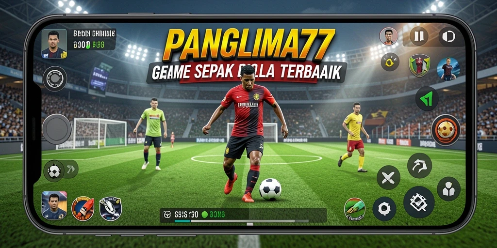 Tampilan gameplay seru dari PANGLIMA77 dalam pertandingan sepak bola.
