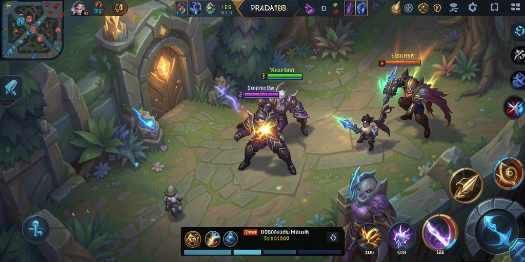 Tampilan gameplay seru dengan aksi pertarungan karakter MOBA.