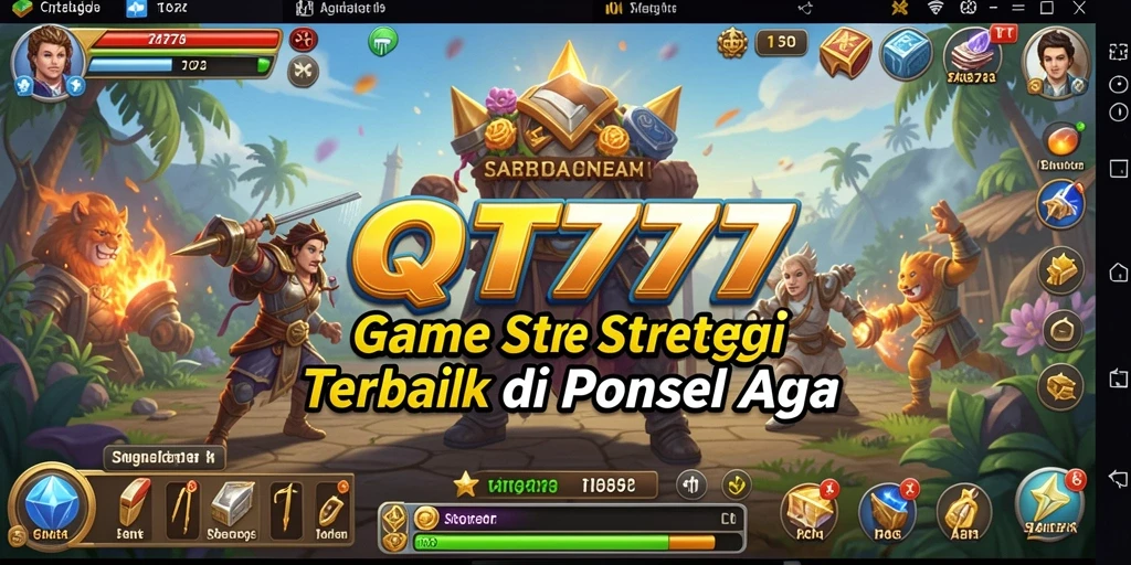 Gameplay QT777 menampilkan strategi membangun kerajaan yang mendebarkan.