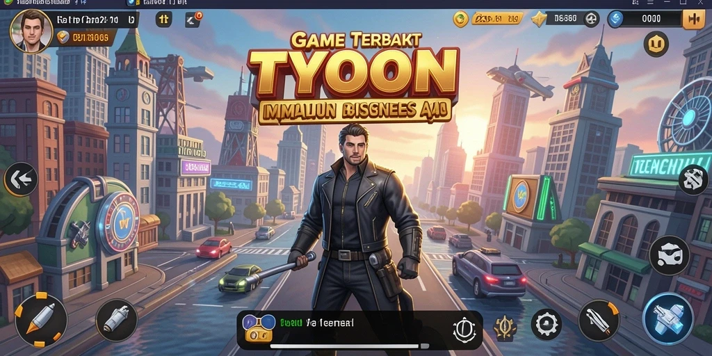 Screenshot gameplay V21 menampilkan manajemen bisnis yang mendebarkan.