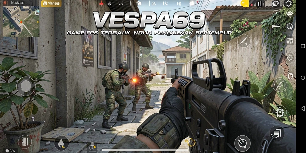 Tangkapan layar menampilkan aksi intens dalam gameplay FPS VESPA69.
