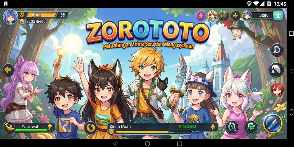 Tampilan gameplay ZOROTOTO yang menarik dengan karakter Anime ikonik.